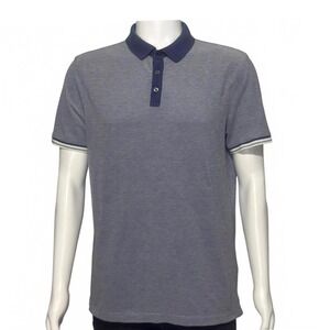Banana‎ Republic Men's Blue Short Sleeve Polo Shirt With Navy Collar Size Large